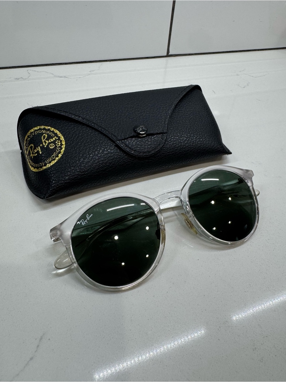 Ray-Ban RB 4277 Lightweight Emma Clear Frame Sunglasses Green Lenses for Men
